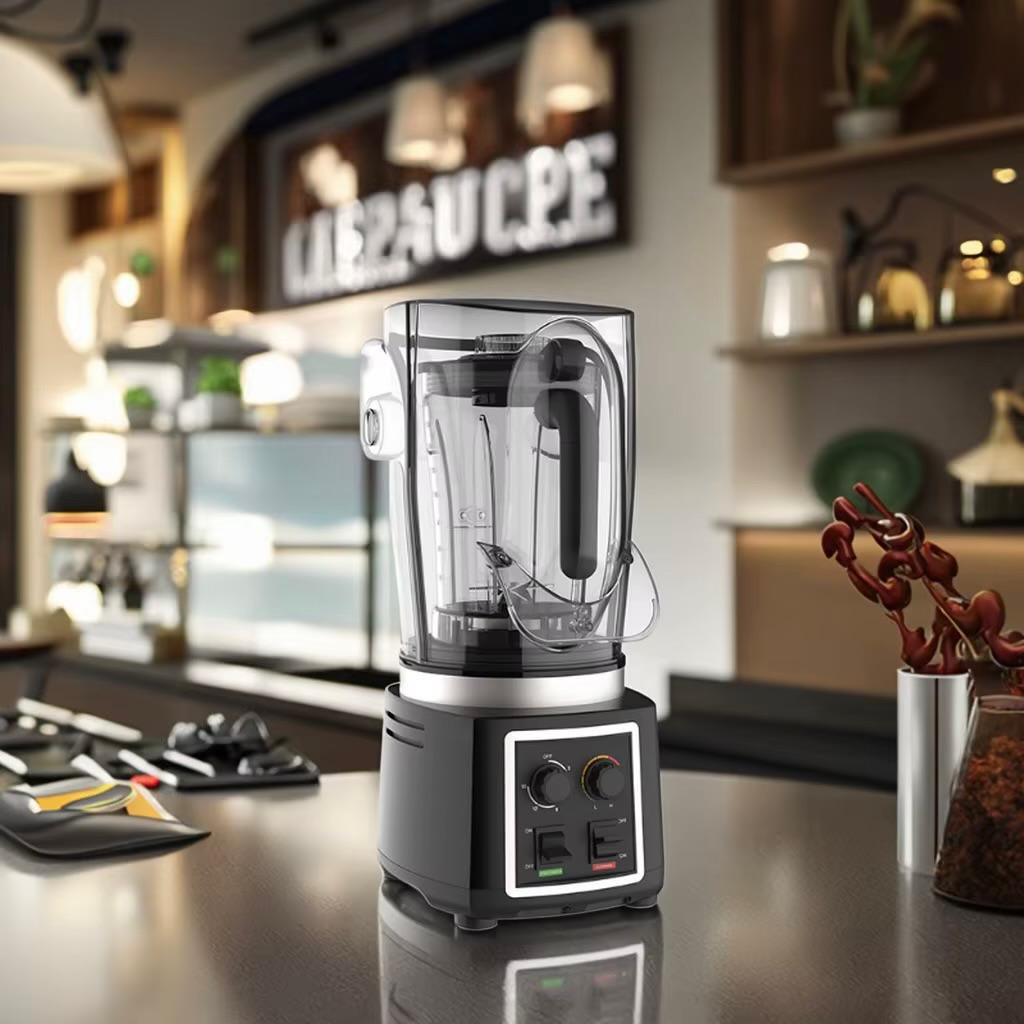 Electric 2L Soundproof Commercial Blender with Toughened Jar - Black — view 7