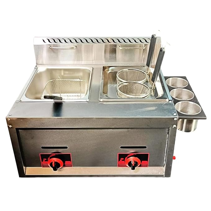 Gas 2 In 1 Deep Fryer + Noodle Boiler (8L + 8L)