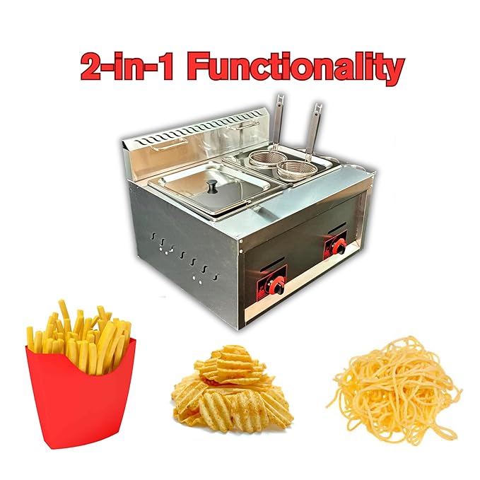 Gas 2 In 1 Deep Fryer + Noodle Boiler (8L + 8L) — view 3