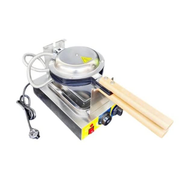 Electric Round Rotating Bubble Waffler Maker with Long Wooden Handle