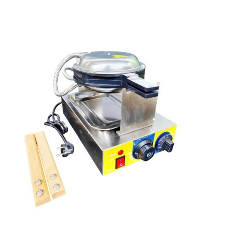 Electric Round Rotating Bubble Waffler Maker with Long Wooden Handle — view 7