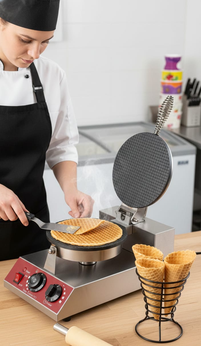Electric Round Cone Waffle Maker — view 3