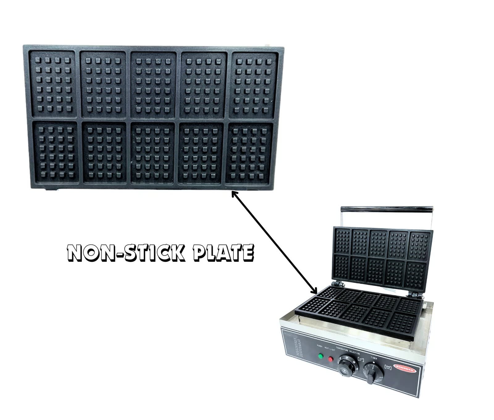 Spares for Electric 10 Slot Rectangle Waffle Maker - Up + Down Plate — view 6