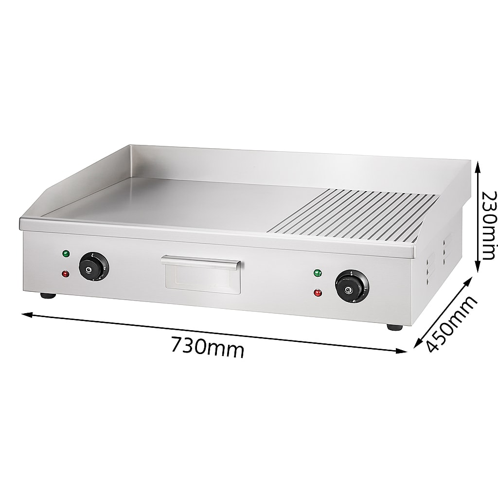 Electric Griddle Tawa Plate Big - Half Plain & Half Grooved (Heating Area: 71x41cm) — view 2