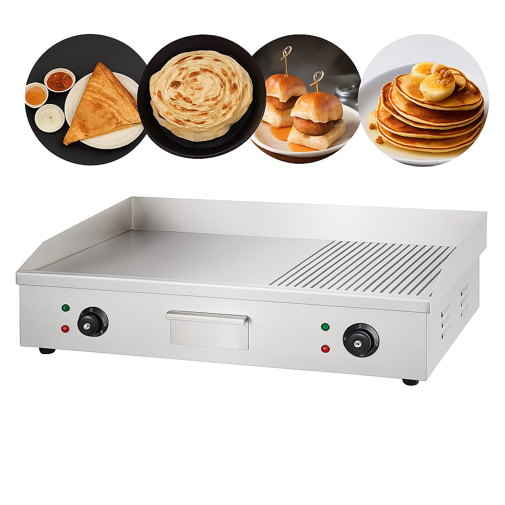 Electric Griddle Tawa Plate Big - Half Plain & Half Grooved (Heating Area: 71x41cm) — view 3