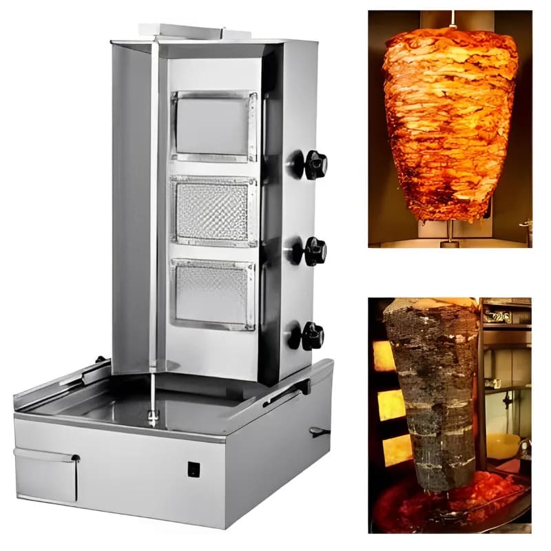Electric Shawarma Machine 3 Burner with Auto Rotating Rod — view 3