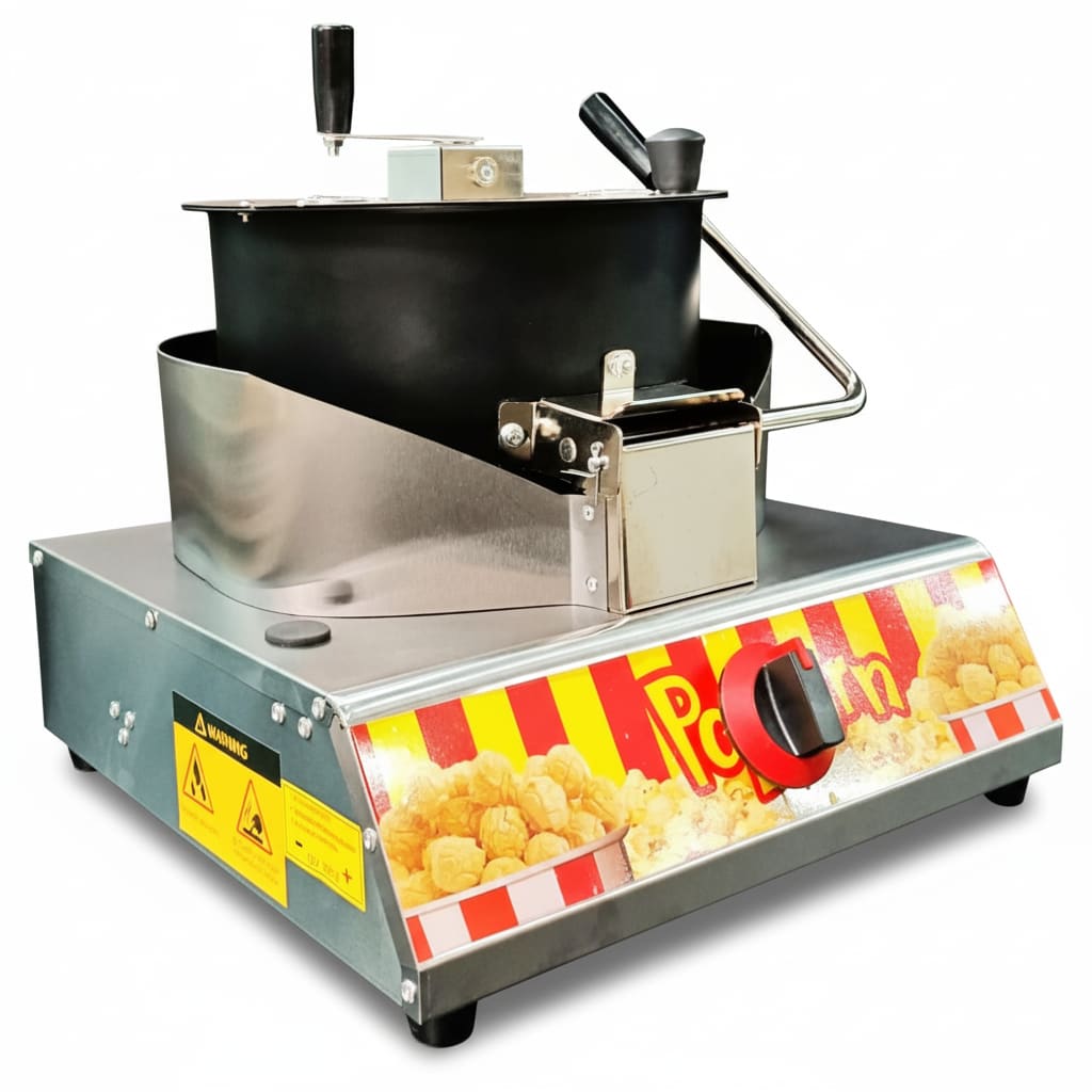 Gas Manual Popcorn Machine with Rotating Container Pot - SS Body