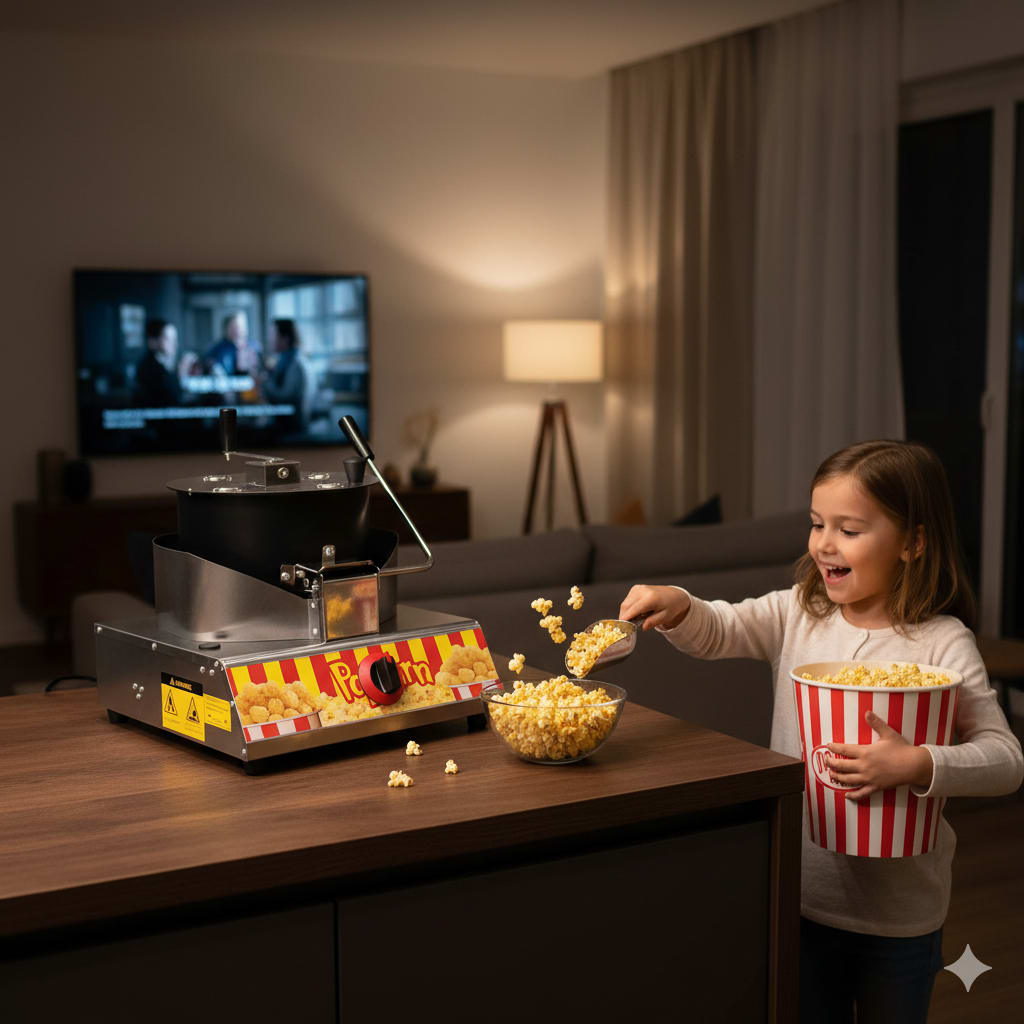 Gas Manual Popcorn Machine with Rotating Container Pot - SS Body — view 3