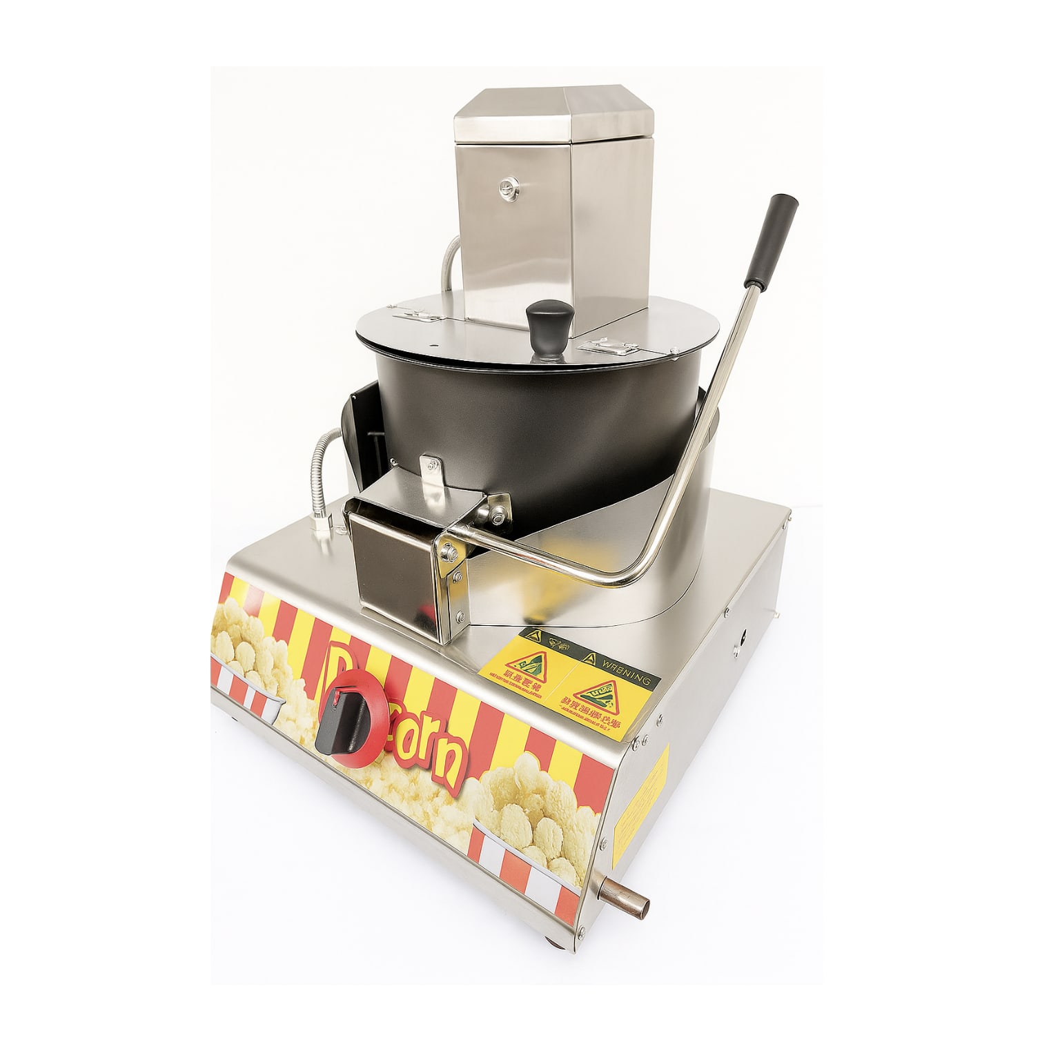 Gas Manual Table Top Popcorn Machine with 12v Battery for Auto Rotation - SS Body