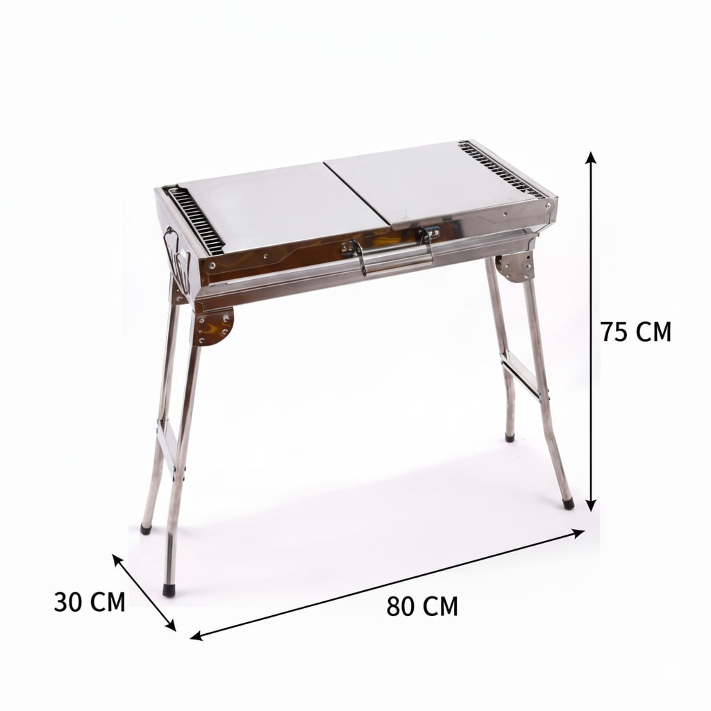 SS Foldable Rectangle Barbeque Grill — view 2