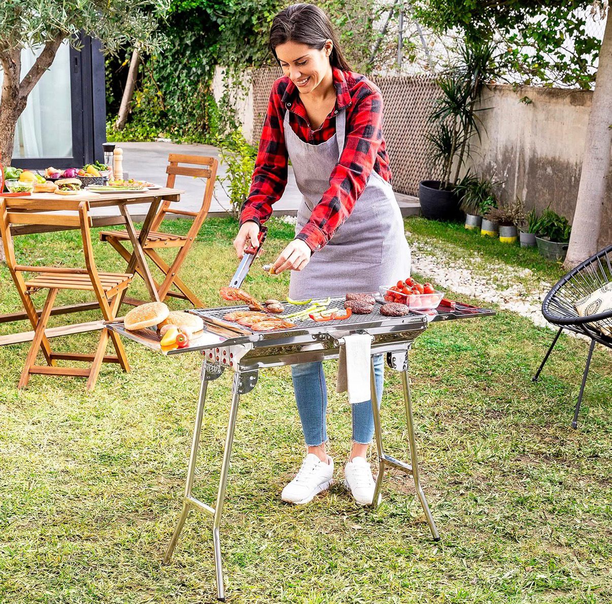 SS Foldable Rectangle Barbeque Grill — view 3