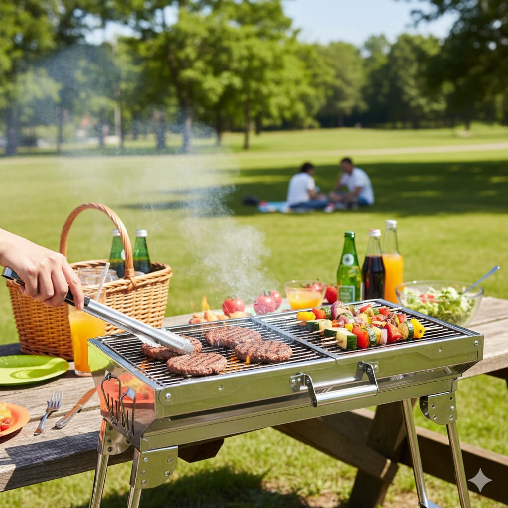 SS Foldable Rectangle Barbeque Grill — view 4