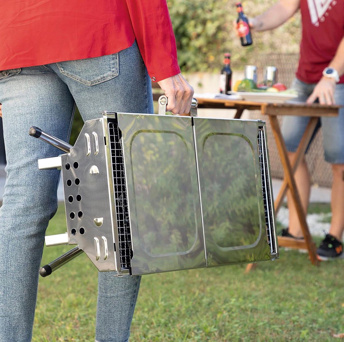 SS Foldable Rectangle Barbeque Grill — view 7