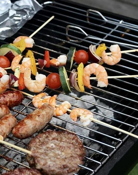 MS Red Top Rectangle Barbeque Grill with Stand & Wheels — view 3