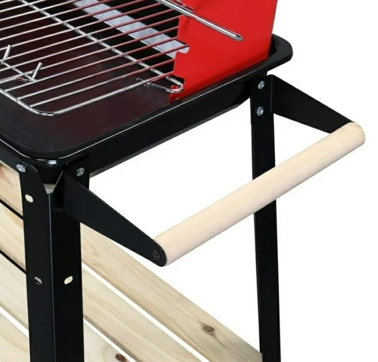 MS Red Top Rectangle Barbeque Grill with Stand & Wheels — view 5