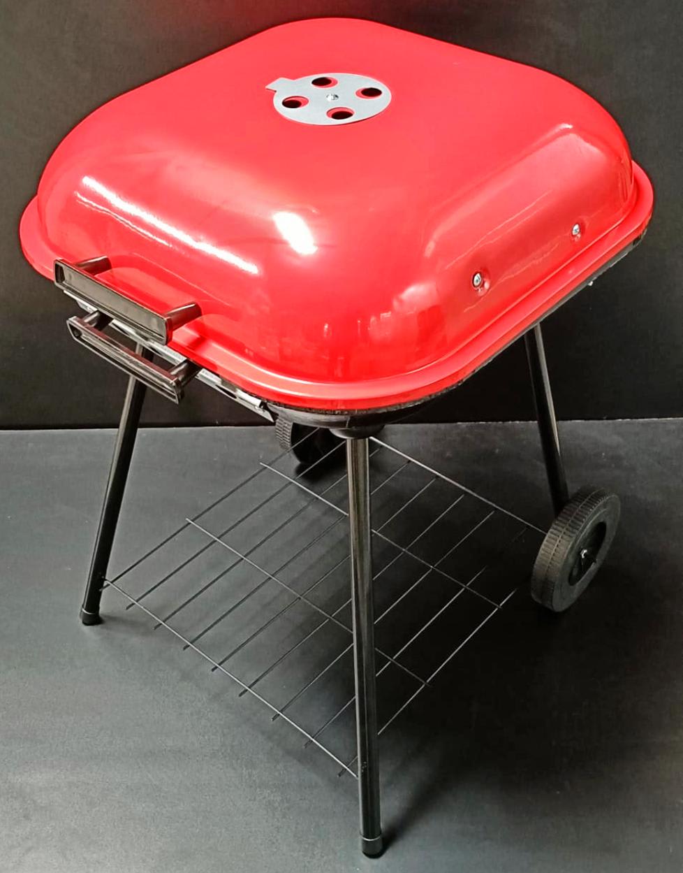MS Red Top Square Barbeque Grill with Stand & Wheels (45x62cm) — view 7