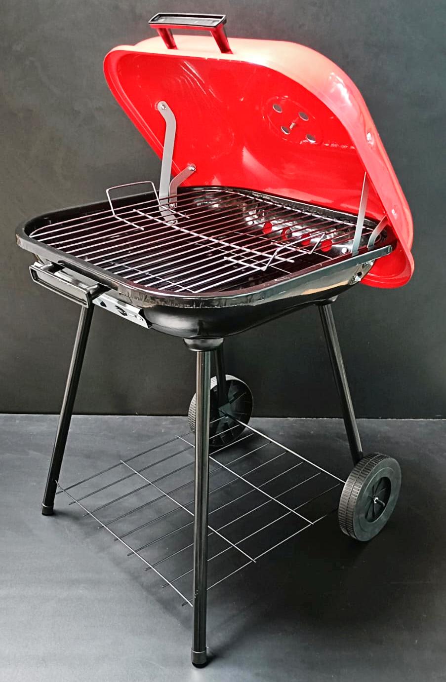 MS Red Top Square Barbeque Grill with Stand & Wheels (45x62cm) — view 9