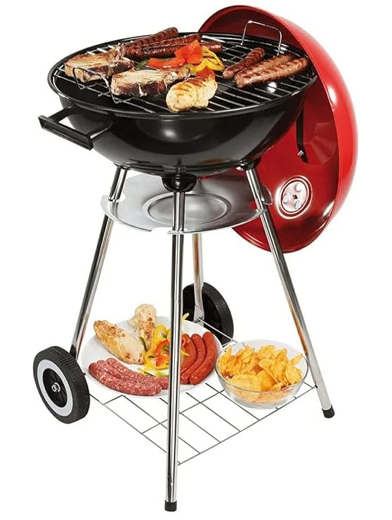 MS Red Top Round Barbeque Grill with Stand & Wheels (Grill Area: 43cm Diameter - Big) — view 3