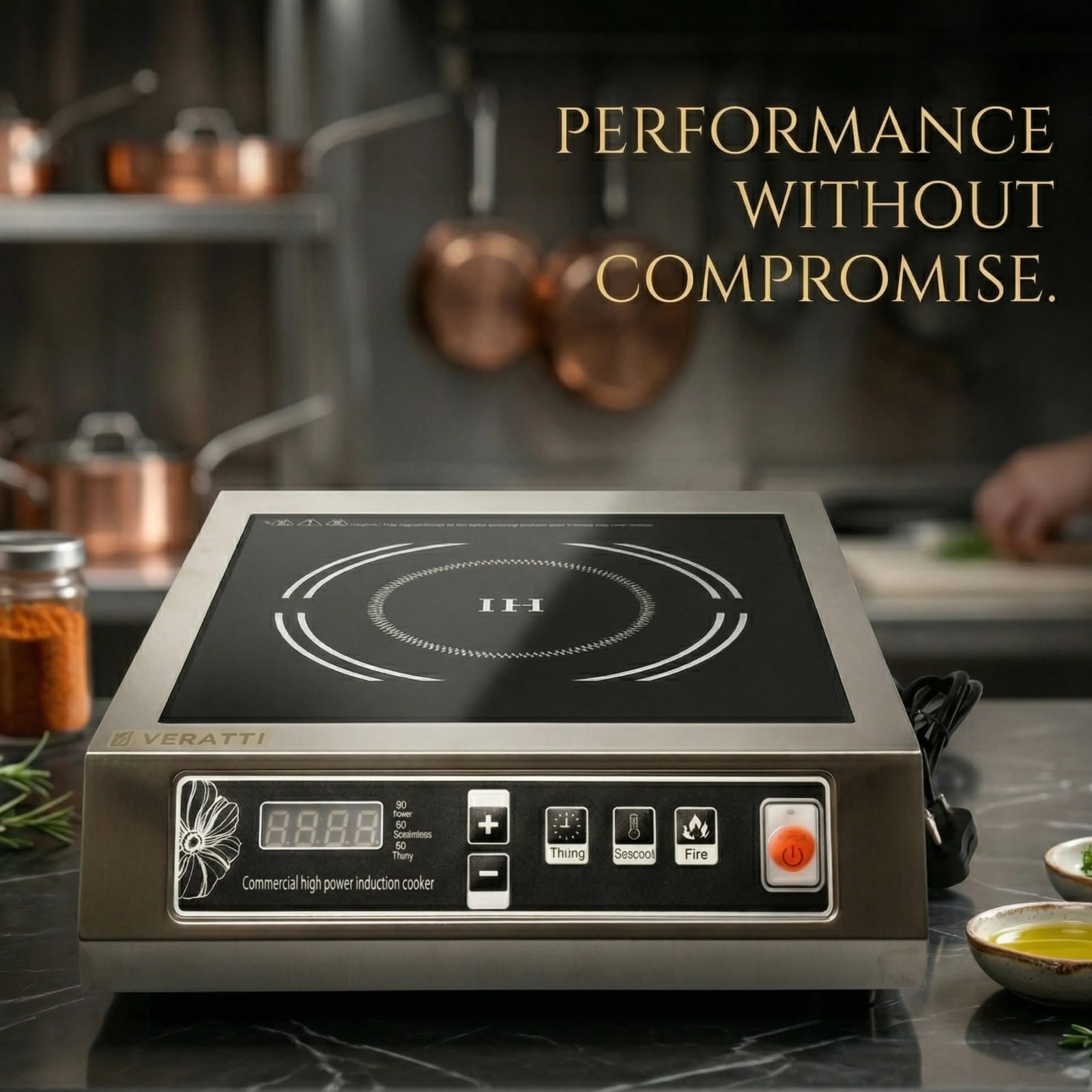 Veratti Full SS Premium Induction - K1 | 3500W | Square | Flat Base | Switch Model