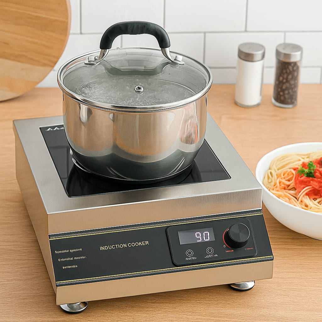 Veratti Full SS Premium Induction - K8 | 5000W | Square | Flat Base | Touchscreen + Switch Model