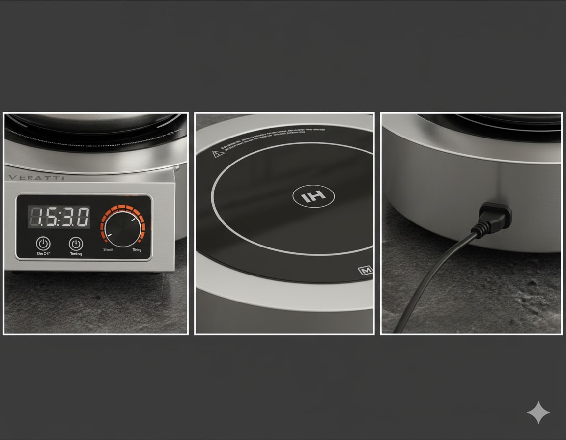 Veratti Full SS Premium Induction- 328(C06) | 3500W | Round | Flat Base | Touchscreen + Knob Model — view 4