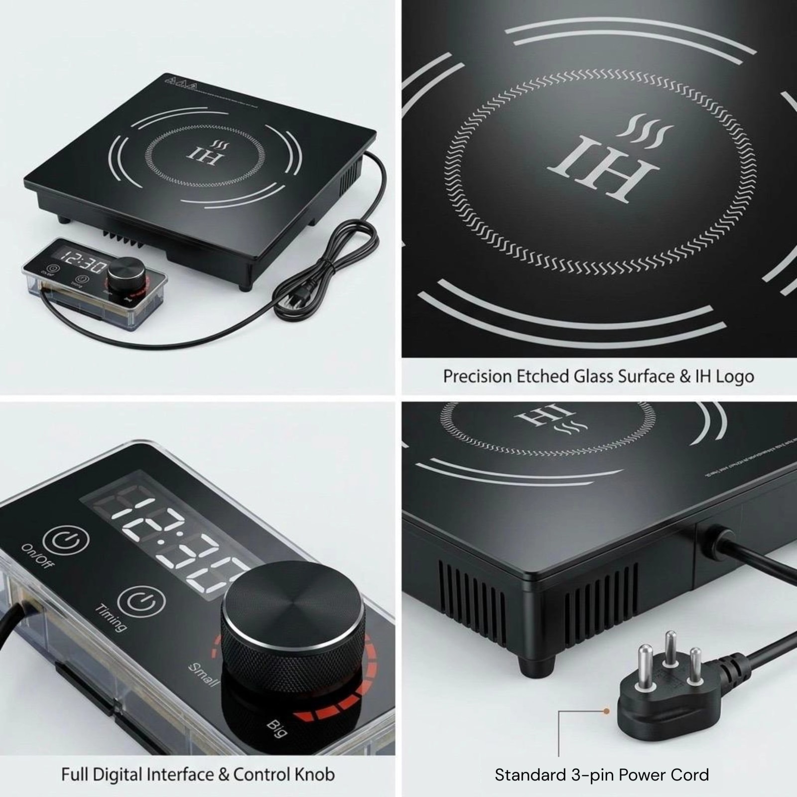 Veratti Full Black Body Induction - 300(C06) | 2500W | Square | Flat Base | Removable Adapter & Touchscreen + Knob Model — view 5