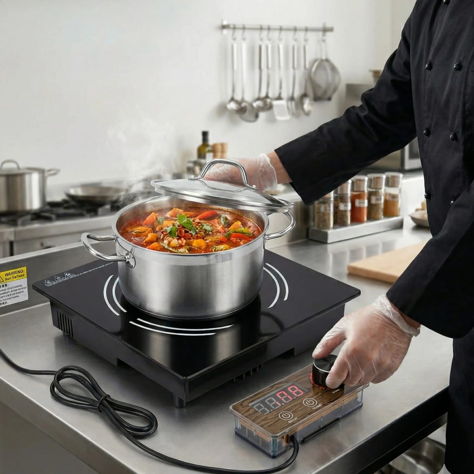Veratti Full Black Body Induction - 300(C06) | 2500W | Square | Flat Base | Removable Adapter & Touchscreen + Knob Model — view 6