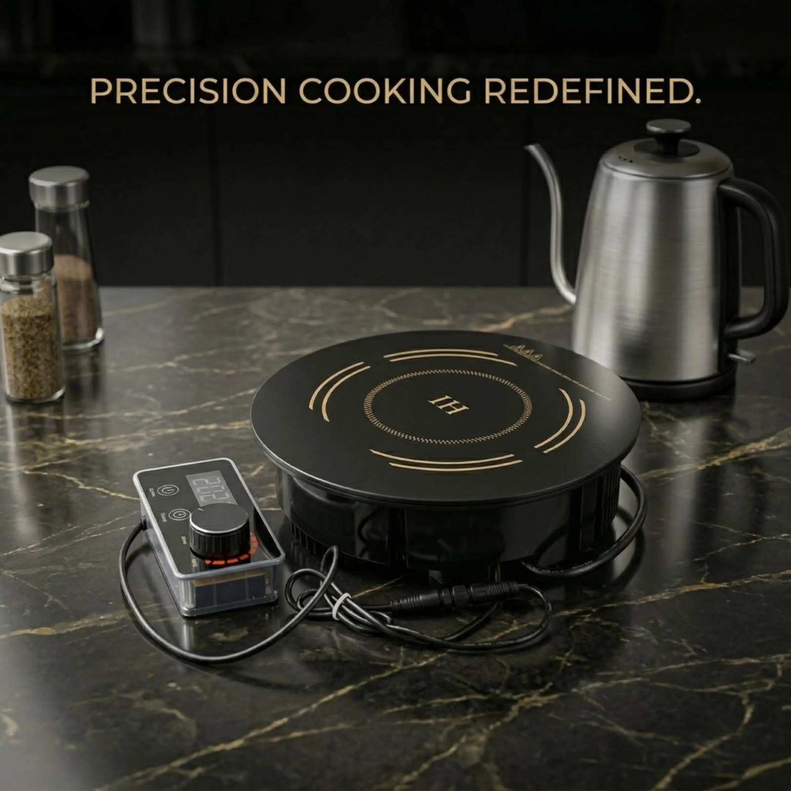 Veratti Full Black Body Induction - 288(C06) | 2500W | Round | Flat Base | Removable Adapter & Touchscreen + Knob Model
