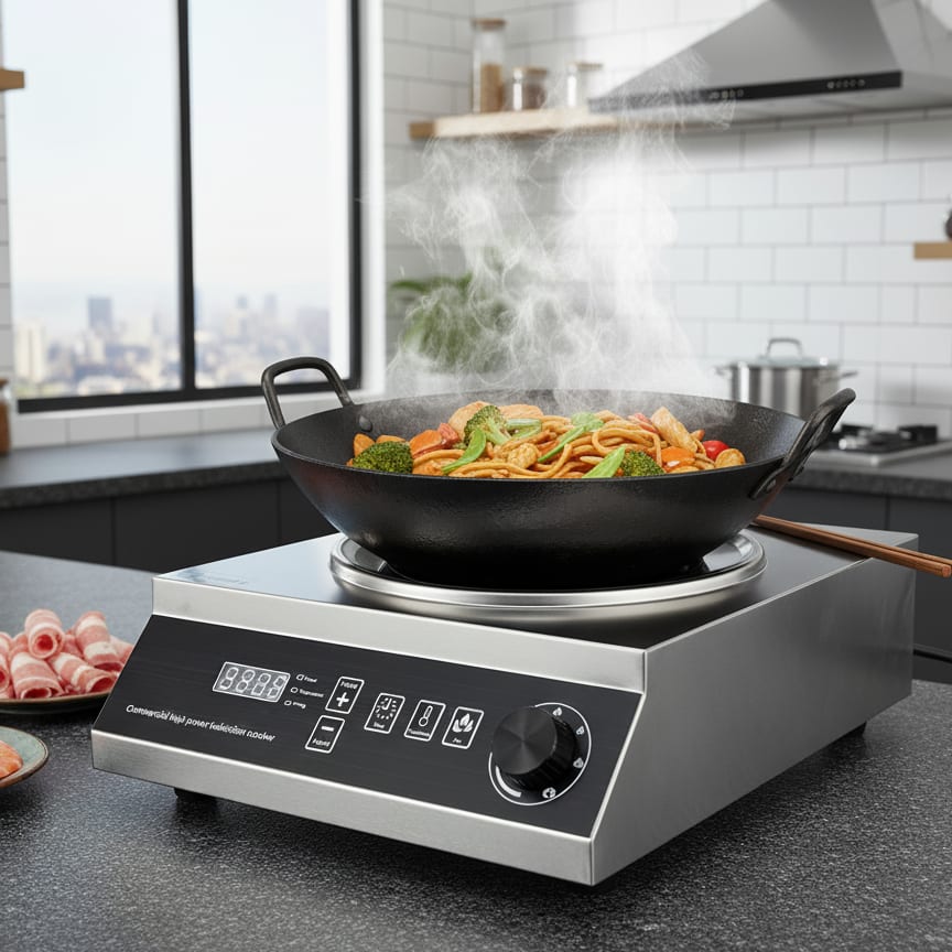 Zapata Full SS Induction - WLX2A | 3500W | Square | Wok Base | Switch + Knob Model