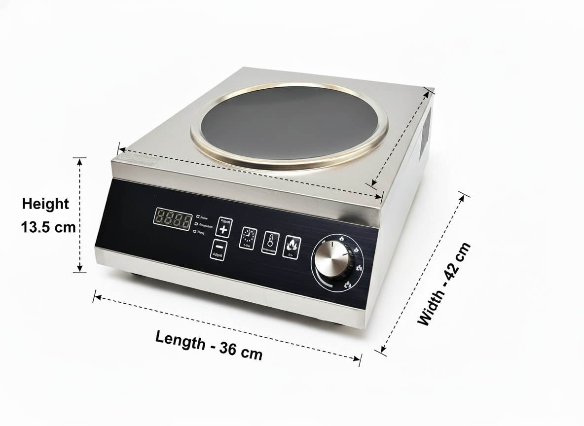 Zapata Full SS Induction - WLX2A | 3500W | Square | Wok Base | Switch + Knob Model — view 2