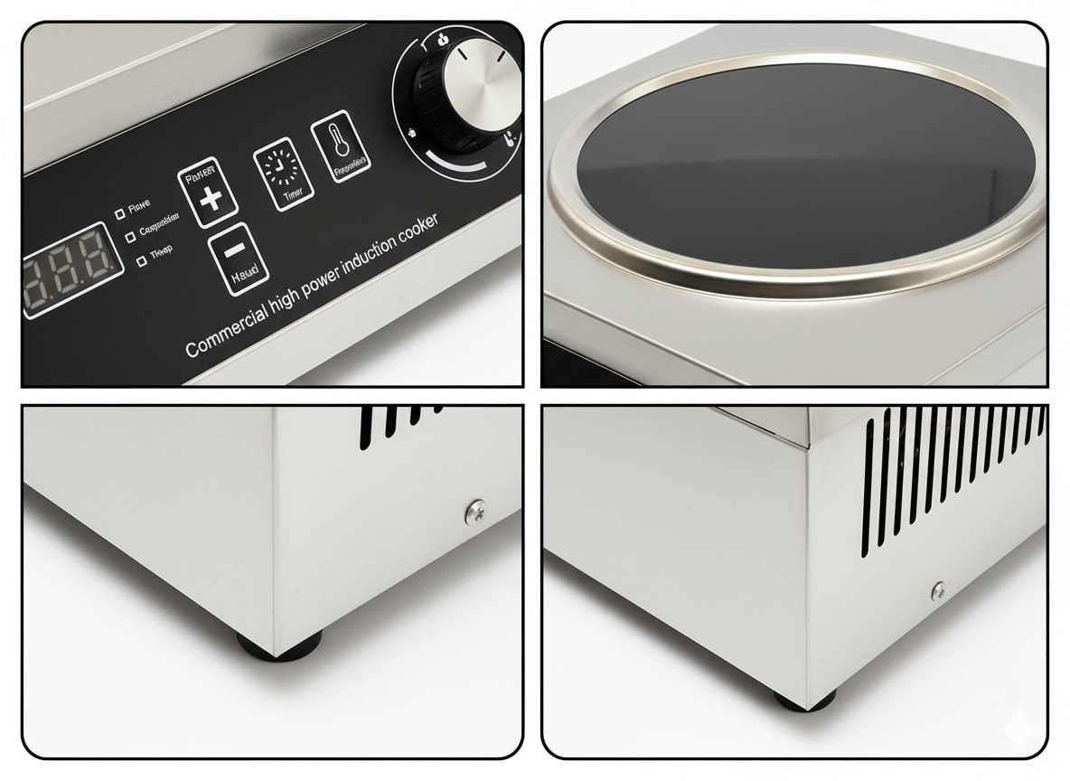 Zapata Full SS Induction - WLX2A | 3500W | Square | Wok Base | Switch + Knob Model — view 4