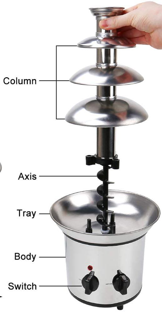 Electric SS Body Chocolate Fountain 4 Layers 45cm — view 8