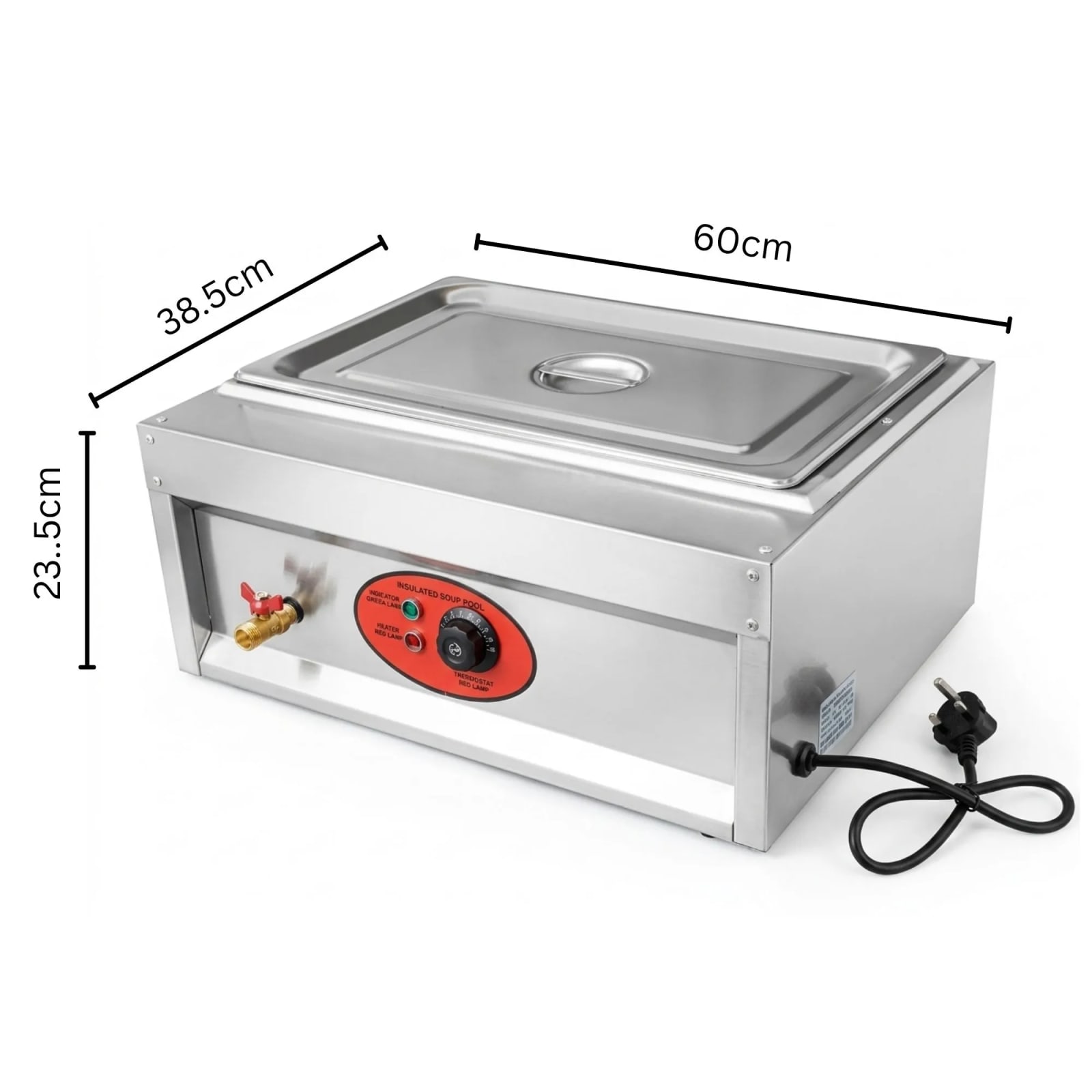 Electric Bain Marie without Glass - 1 Compartment (1 GN Pan of 1/1 150mm ~ 18L/Pan) — view 2