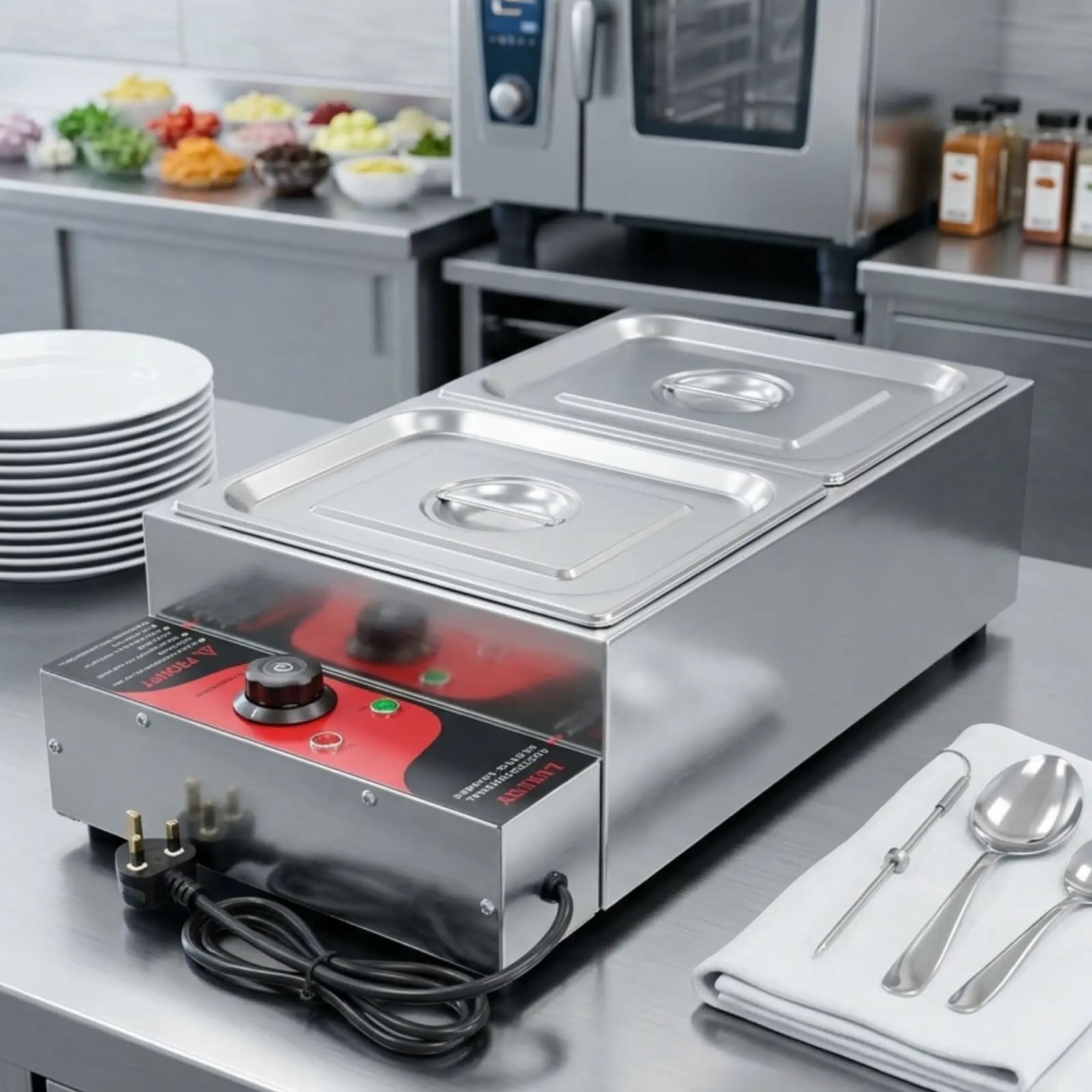 Electric Bain Marie without Glass - 2 Compartments (2 GN Pans of 1/2 150mm ~ 8.5L/Pan)