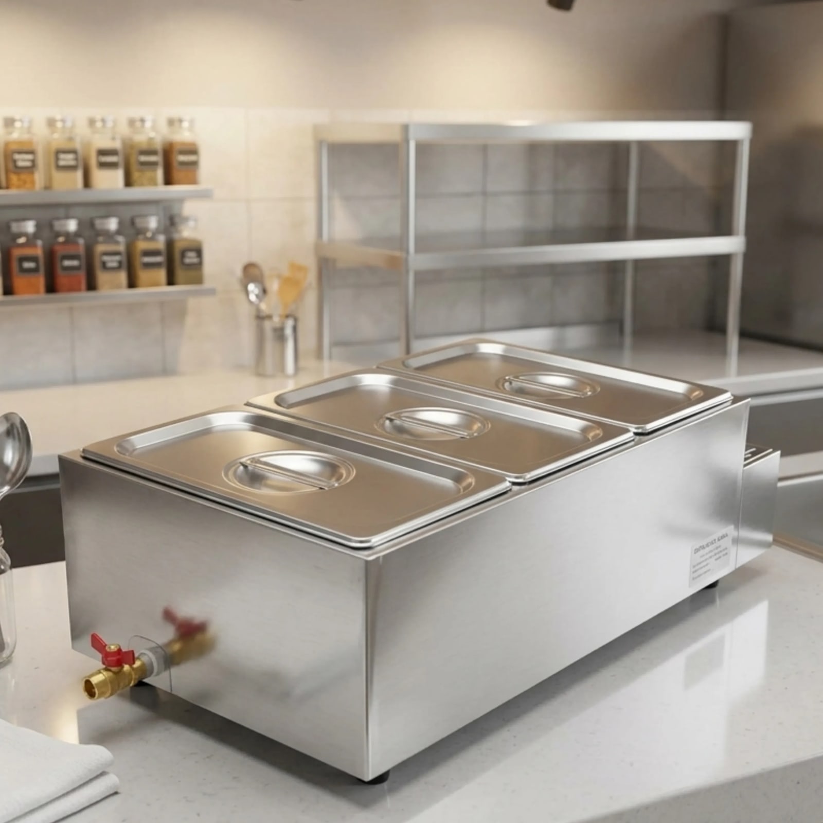 Electric Bain Marie without Glass - 3 Compartments (3 GN Pans of 1/3 150mm ~ 5.5L/Pan) — view 5