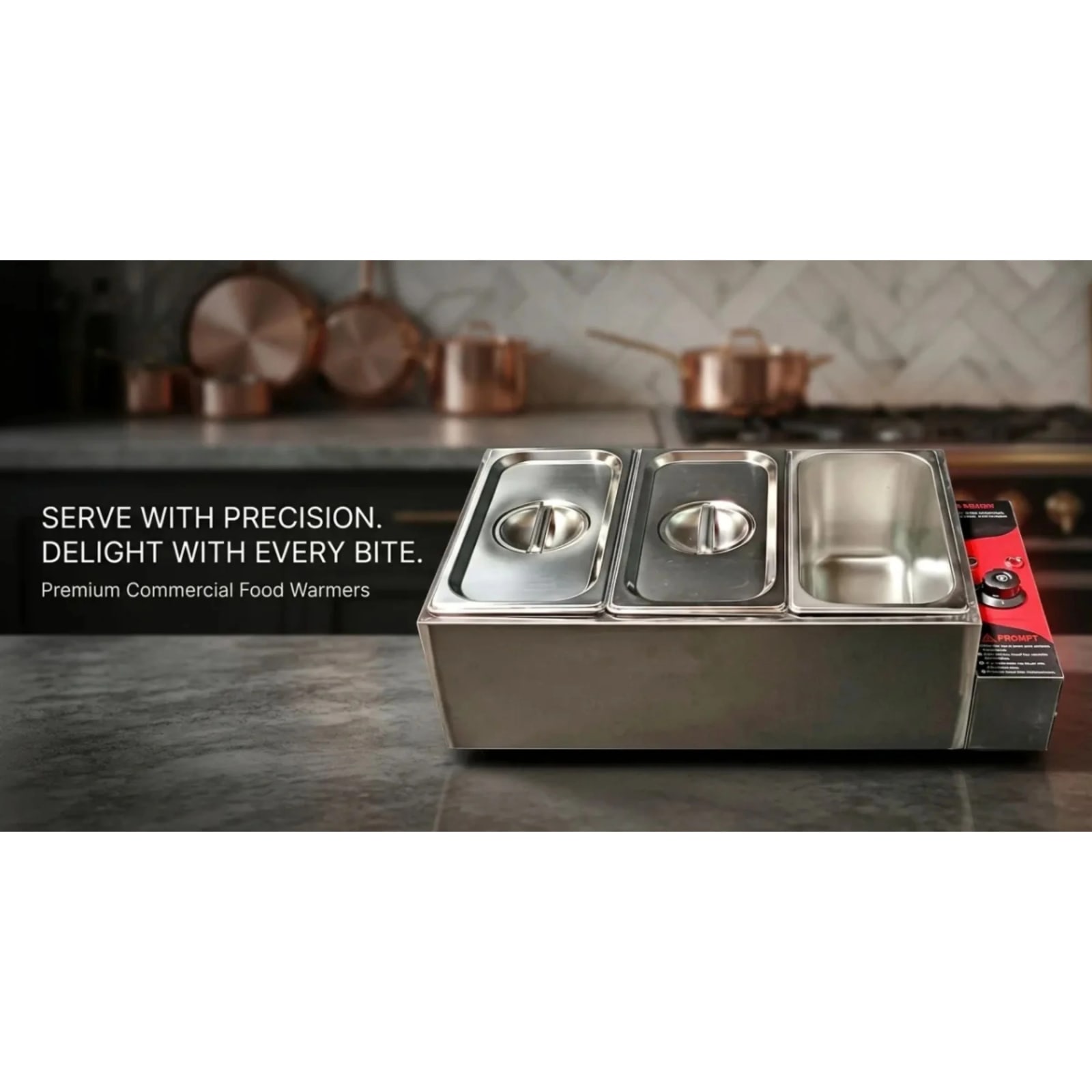 Electric Bain Marie without Glass - 3 Compartments (3 GN Pans of 1/3 150mm ~ 5.5L/Pan) — view 6