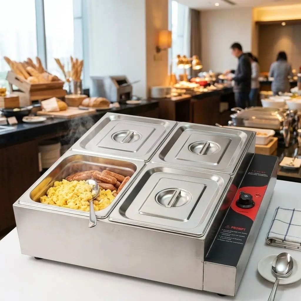 Electric Bain Marie without Glass - 4 Compartments (4 GN Pans of 1/2 150mm ~ 8.5L/Pan)