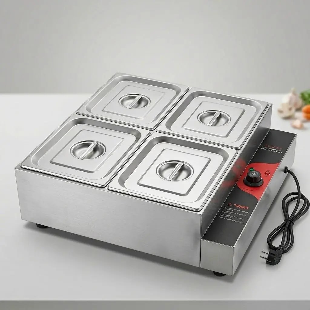 Electric Bain Marie without Glass - 4 Compartments (4 GN Pans of 1/2 150mm ~ 8.5L/Pan) — view 3