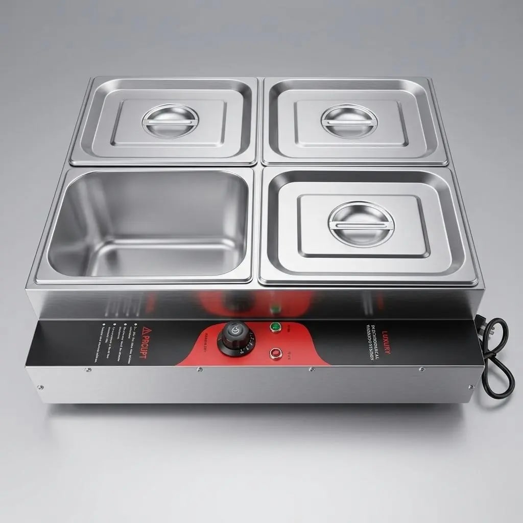 Electric Bain Marie without Glass - 4 Compartments (4 GN Pans of 1/2 150mm ~ 8.5L/Pan) — view 5