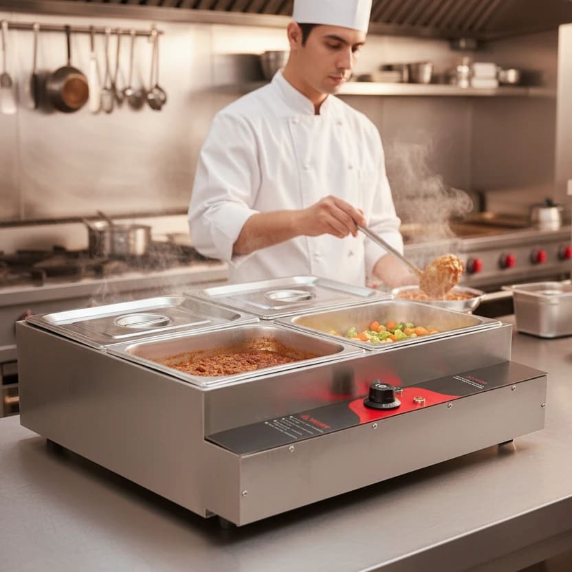 Electric Bain Marie without Glass - 4 Compartments (4 GN Pans of 1/2 150mm ~ 8.5L/Pan) — view 6