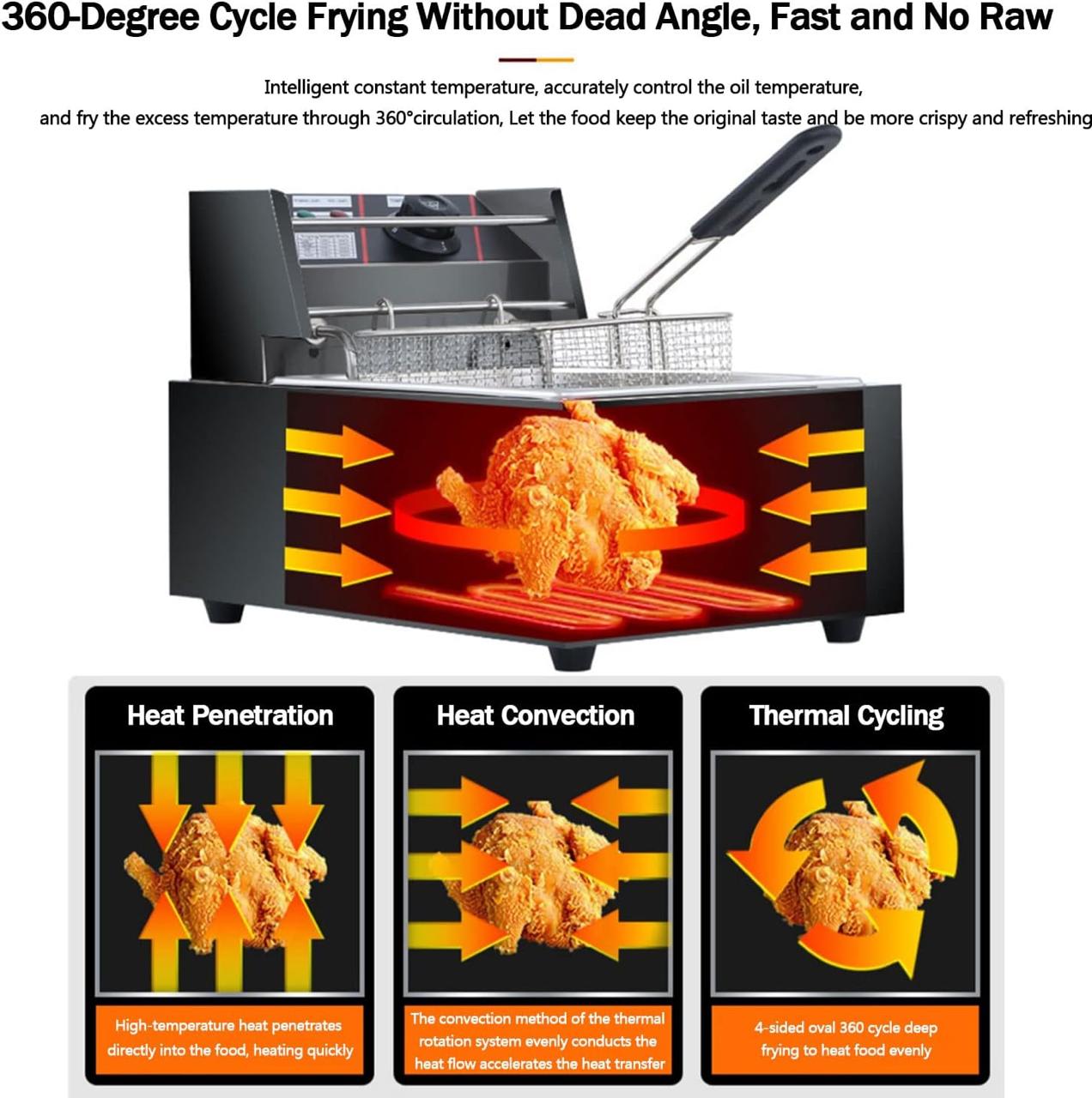 Electric Deep Fryer 8L - Black Body — view 4