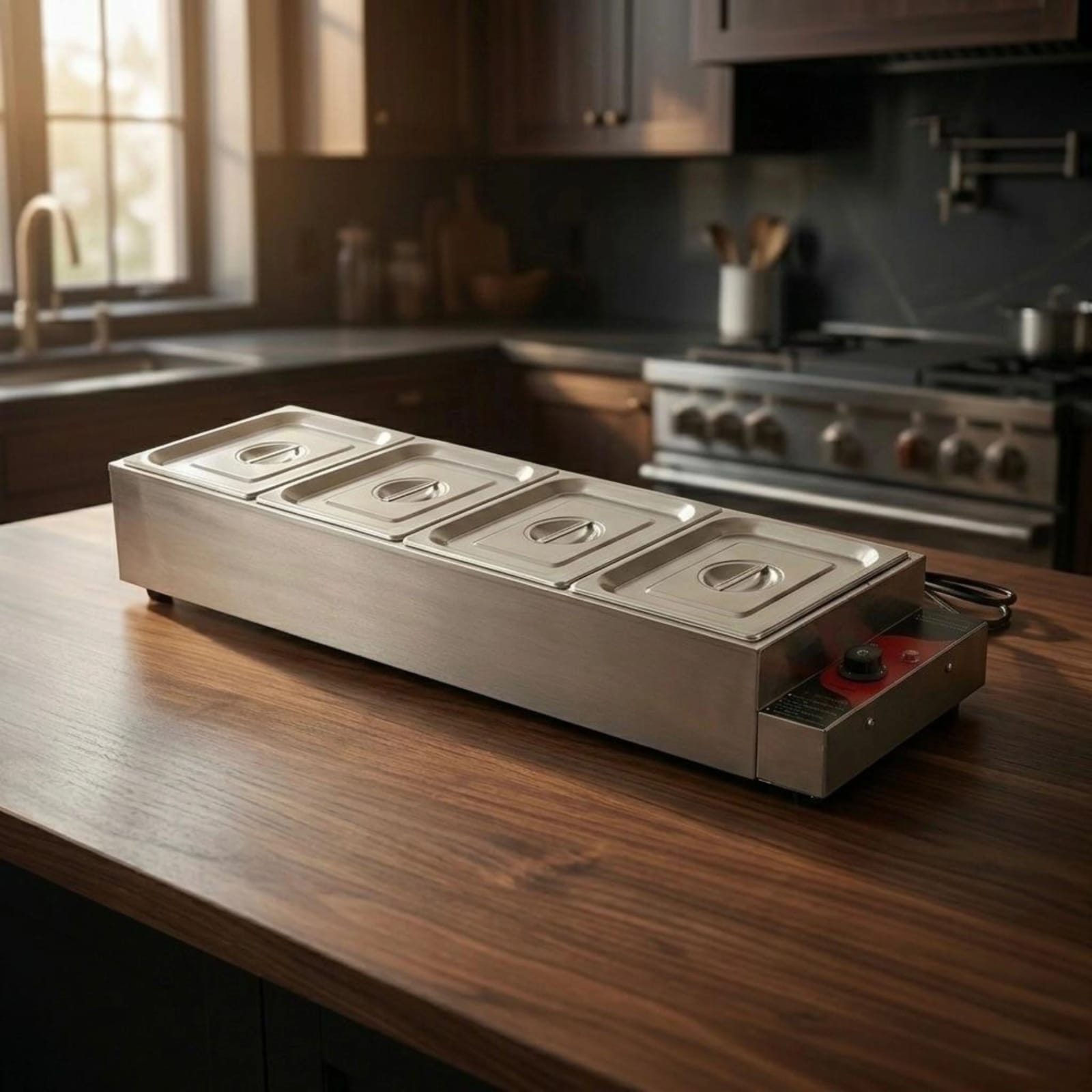 Electric Bain Marie without Glass - 4 Compartments Straight Model (4 GN Pans of 1/2 150mm ~ 8.5L/Pan)