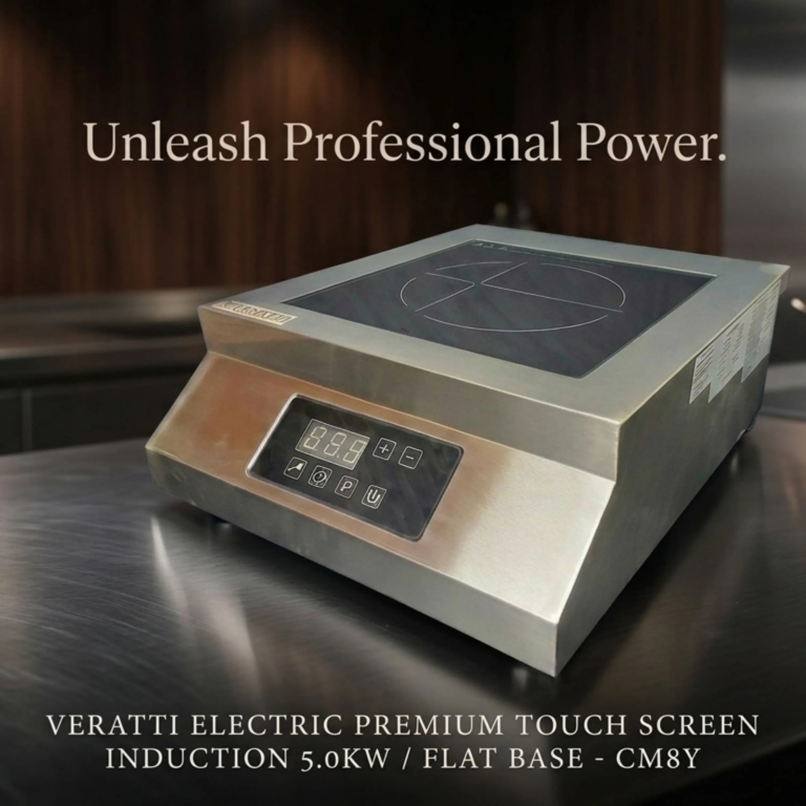 Veratti Full SS Premium Induction - CM8Y | 5000W | Square | Flat Base | Touchscreen Model — view 5