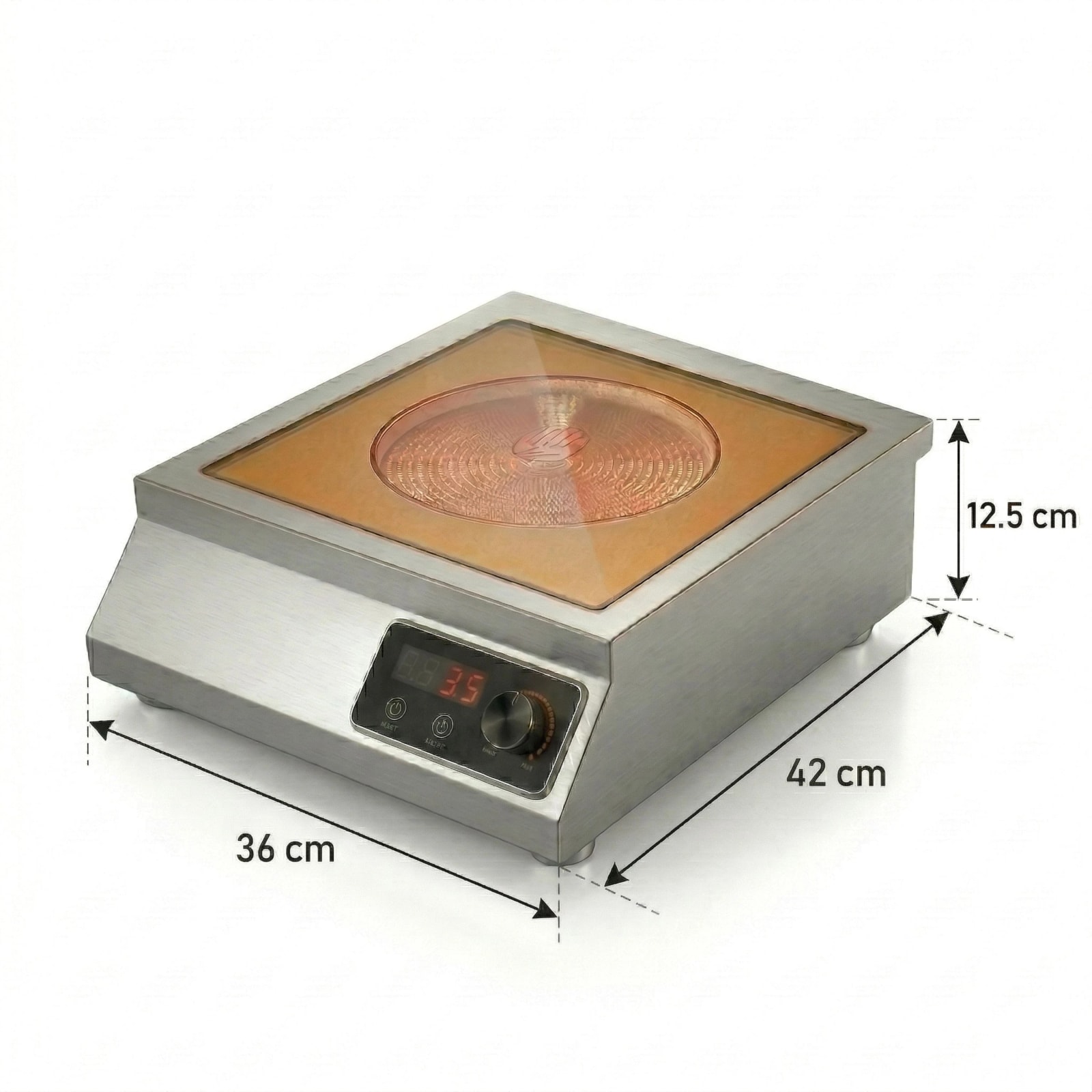 Veratti Electric Infrared Induction - T1PT | 3500W | Square | Ceramic Top | Flat Base | Touchscreen + Knob Model — view 3