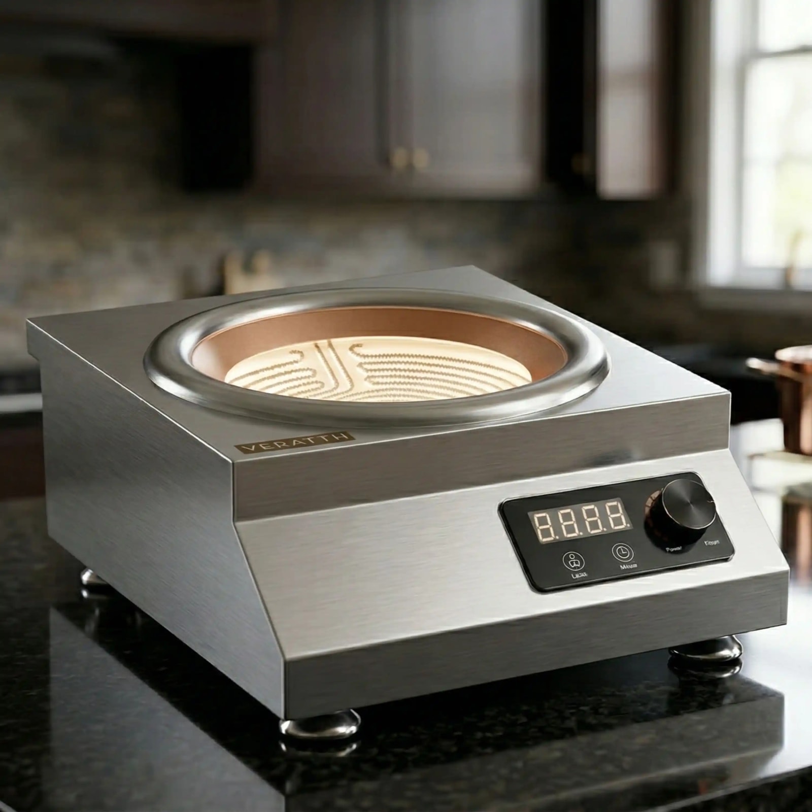 Veratti Electric Infrared Induction - T3OT | 5000W | Square | Ceramic Top | Wok Base | Touchscreen + Knob Model