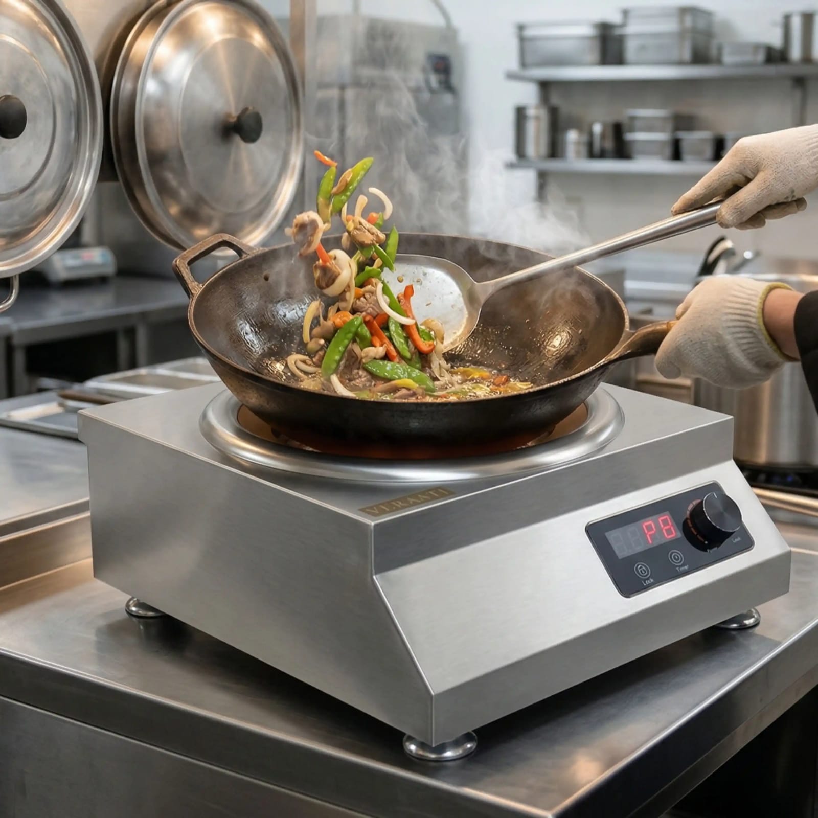 Veratti Electric Infrared Induction - T3OT | 5000W | Square | Ceramic Top | Wok Base | Touchscreen + Knob Model — view 5