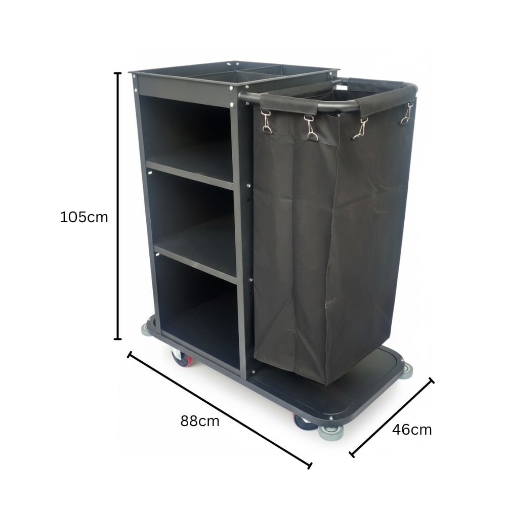 MS Black Housekeeping Trolley - Half Size with One Sided Plain Bag — view 2