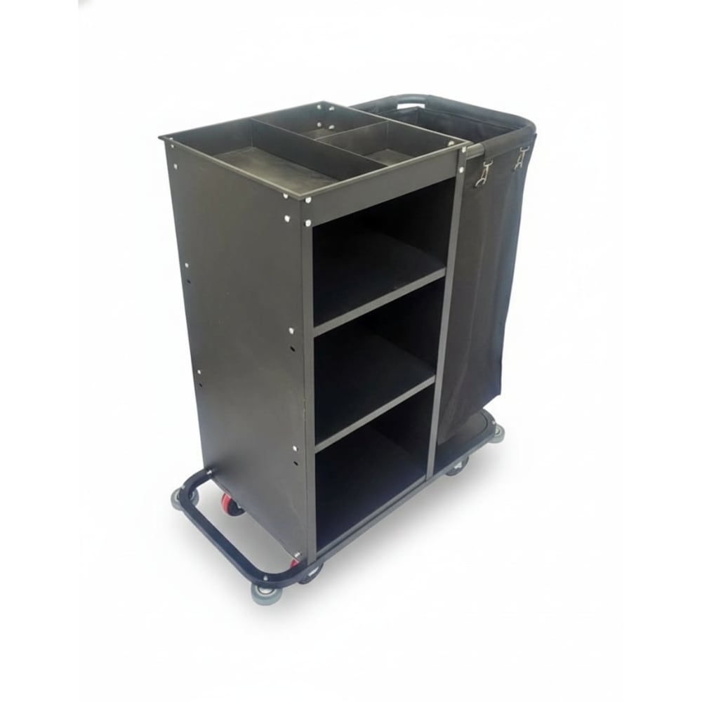 MS Black Housekeeping Trolley - Half Size with One Sided Plain Bag — view 4