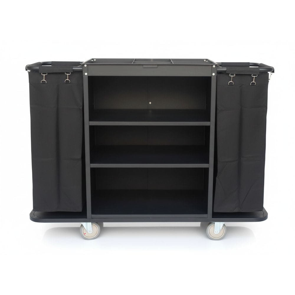 MS Black Housekeeping Trolley - Full Size with Two Sided Plain Bags