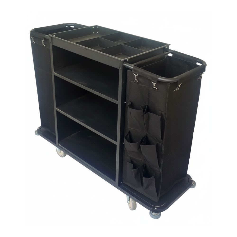 MS Black Housekeeping Trolley - Full Size with Two Sided Bags (1 Side Plain + 1 Side with Pockets) — view 5